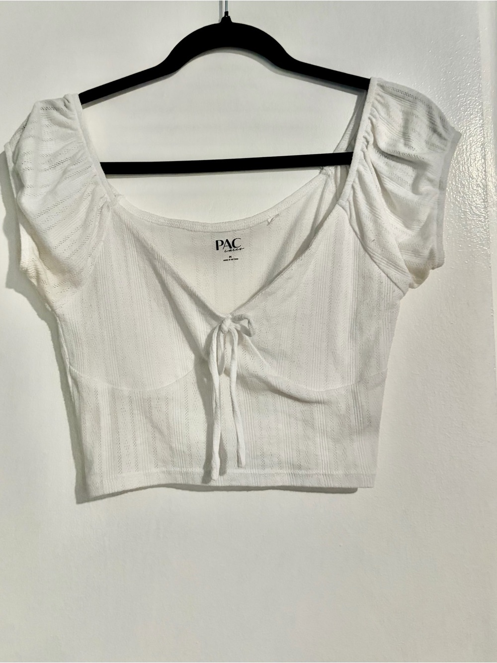PacSun White Tie-Front Ribbed Crop Top